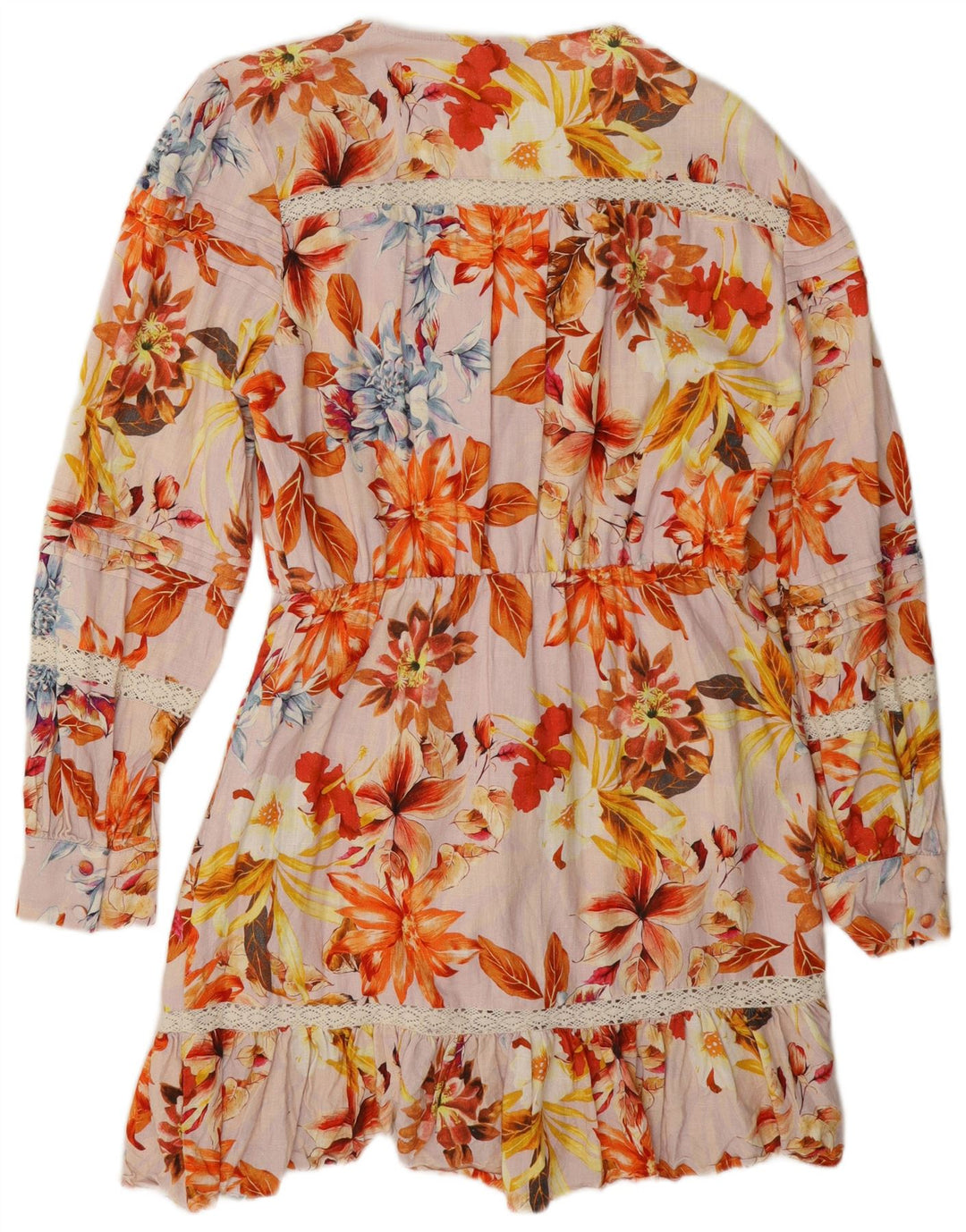 Guess Damen-Stufenkleid UK 12 Mittelmehrfarbige Viskose mit Blumenmuster