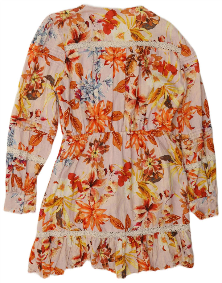 Guess Damen-Stufenkleid UK 12 Mittelmehrfarbige Viskose mit Blumenmuster