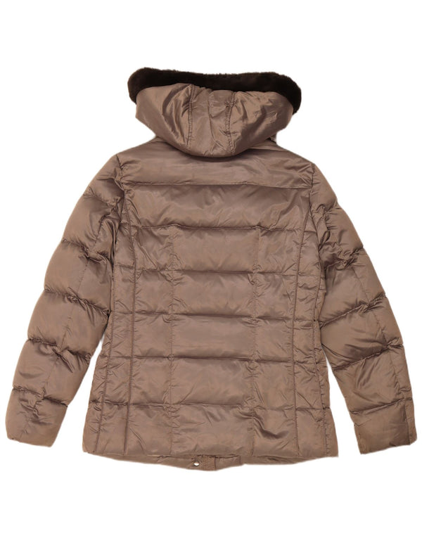 Geox Womens Respira Hooded Wattierte Jacke UK 12 Mittelgraues Polyester