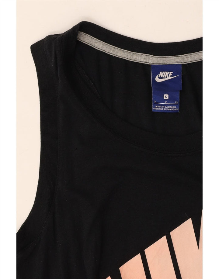 NIKE Damen Grafik-T-Shirt Top UK 10 Small Schwarz