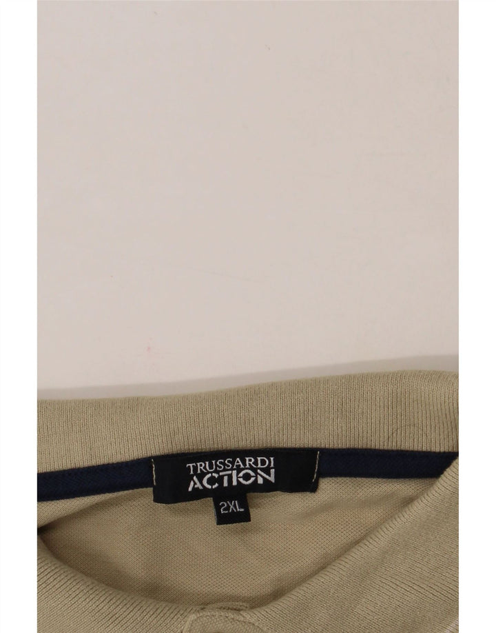 TRUSSARDI Mens Polo Shirt 2XL Beige Cotton Vintage Trussardi and Second-Hand Trussardi from Messina Hembry 