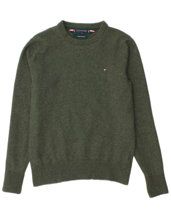 TOMMY HILFIGER Jungen-Pullover mit Rundhalsausschnitt, 13–14 Jahre, XL, grüne Wolle