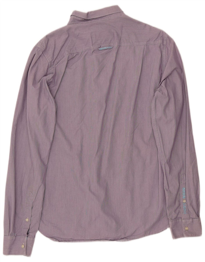 SUPERDRY Herren-Hemd, Größe L, Lila, Nadelstreifen-Baumwolle