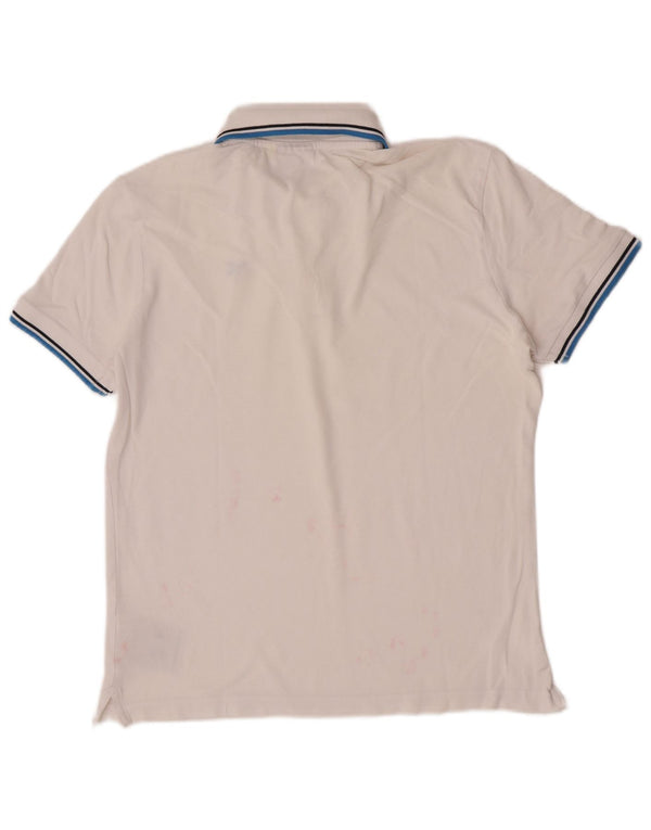 Diadora Herren-Poloshirt aus mittelweißer, gestreifter Baumwolle
