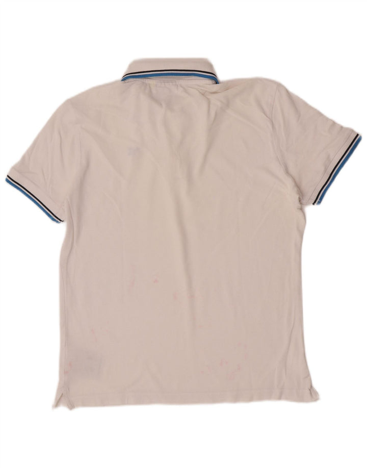 Diadora Herren-Poloshirt aus mittelweißer, gestreifter Baumwolle