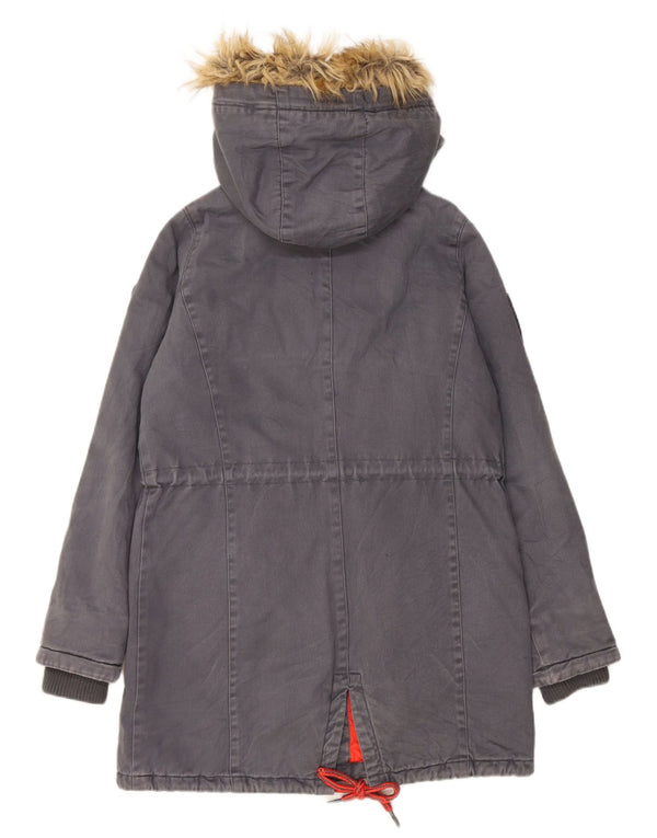 Mistral Damen-Parka-Jacke in Übergröße mit Kapuze, UK 10, Größe S, Grau, Baumwolle