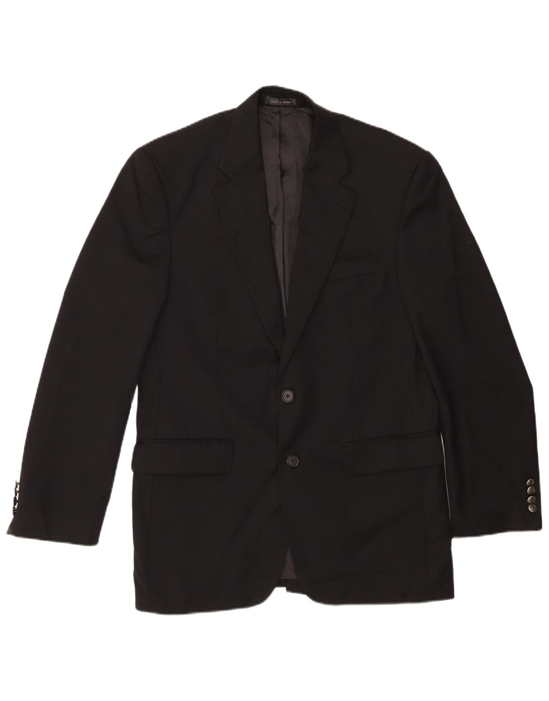 Chaps Herren-Blazer mit 2 Knöpfen, UK 38, mittelschwarze Wolle
