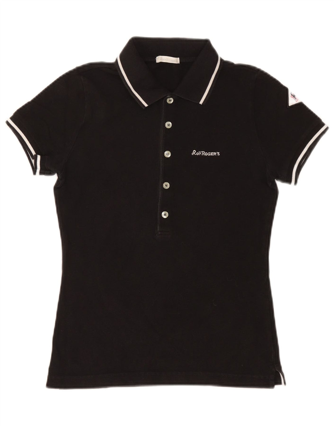 Roy Rogers Damen Poloshirt UK 12 Mittelschwarze Baumwolle