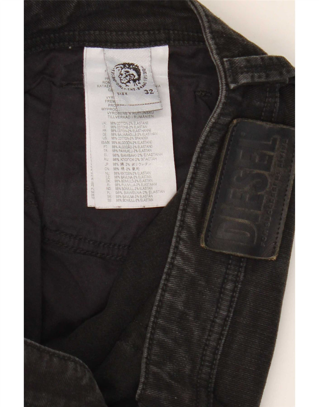 Diesel Damen Straight Jeans W32 L31 Schwarze Baumwolle