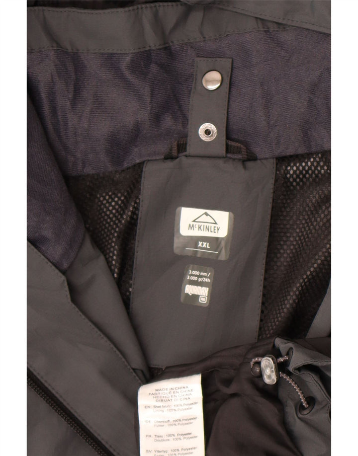 McKinley Mens Hooded Rain Jacket UK 44 2XL Grey Polyester