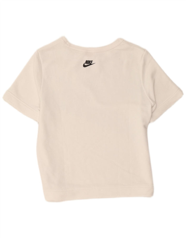 Nike Damen Graphic Short Sleeve Sweatshirt Pullover UK 14 Mittelweiß