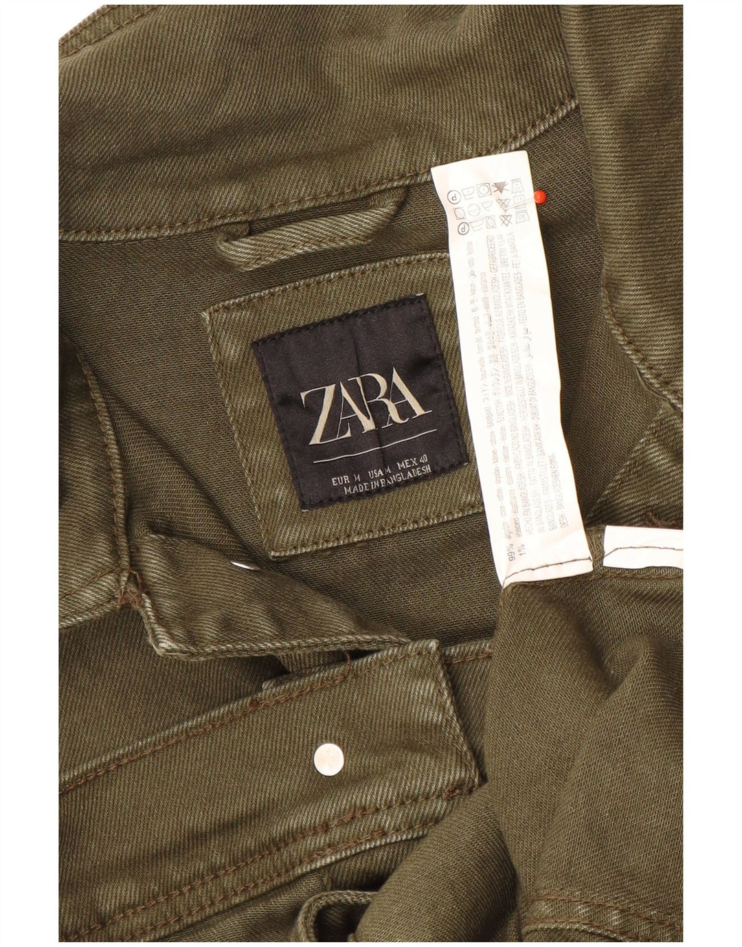 Zara Herren Jeansjacke UK 38 Mittelgrüne Baumwolle