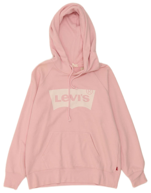 Levi's Womens Graphic Oversized Hoodie Pullover UK 6 XS Rosa Baumwolle