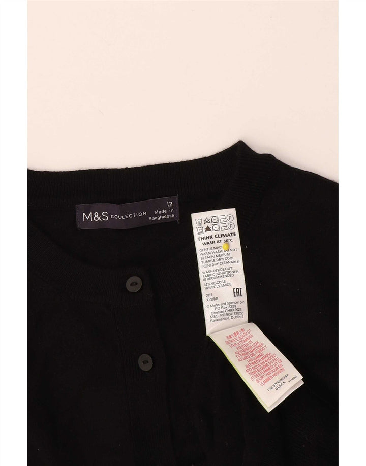 Marks & Spencer Damen Crop Cardigan Pullover UK 12 Mittelschwarze Viskose