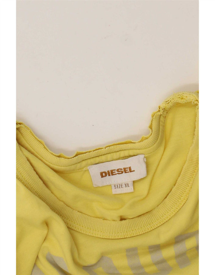 Diesel Herren Grafik T-Shirt Top XL Gelb