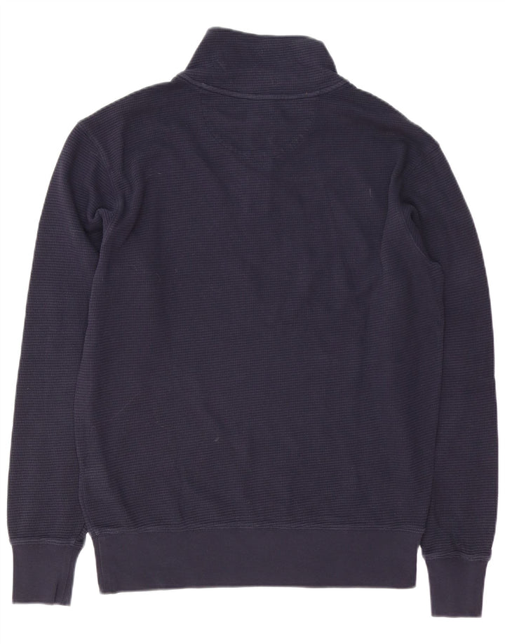 Gant Herren-Sweatshirt mit Reißverschluss am Hals, Größe S, marineblaue Baumwolle