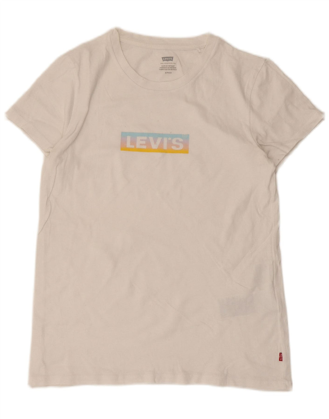 Levi's Damen-T-Shirt mit Grafik, UK 8, Größe S, weiße Baumwolle