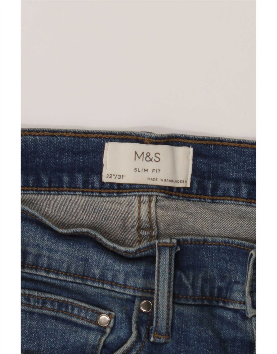 Marks & Spencer Herren Slim Jeans W32 L31 Blaue Baumwolle