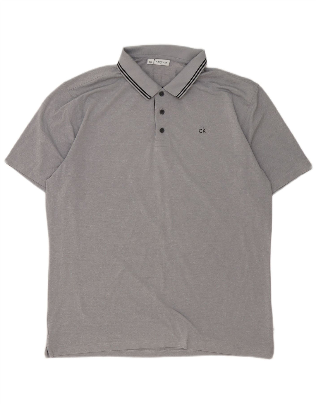 Calvin Klein Herren Poloshirt XL Grau gestreift Polyester