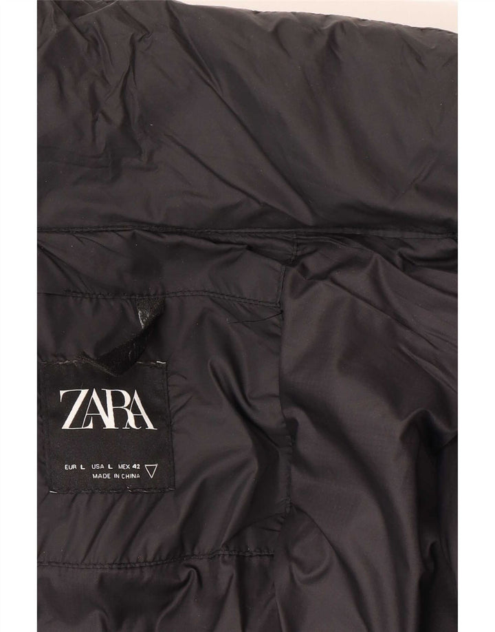 Zara Herren Wattierte Jacke UK 40 Large Schwarz Polyamid