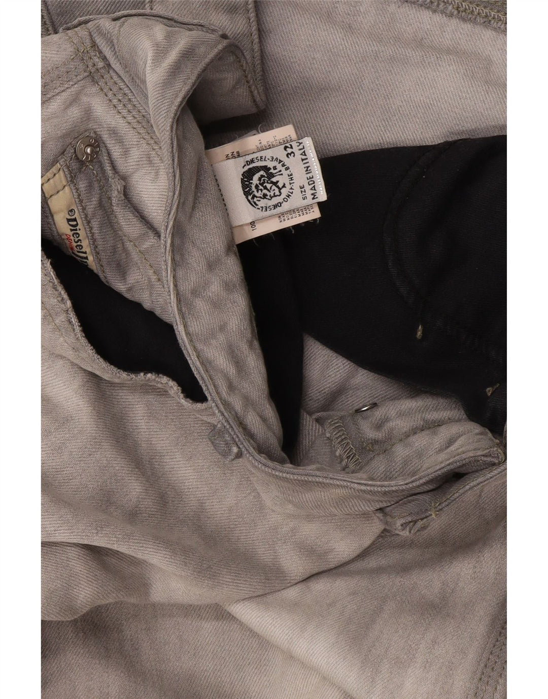 Diesel Herren Straight Jeans W32 L34 Graue Baumwolle