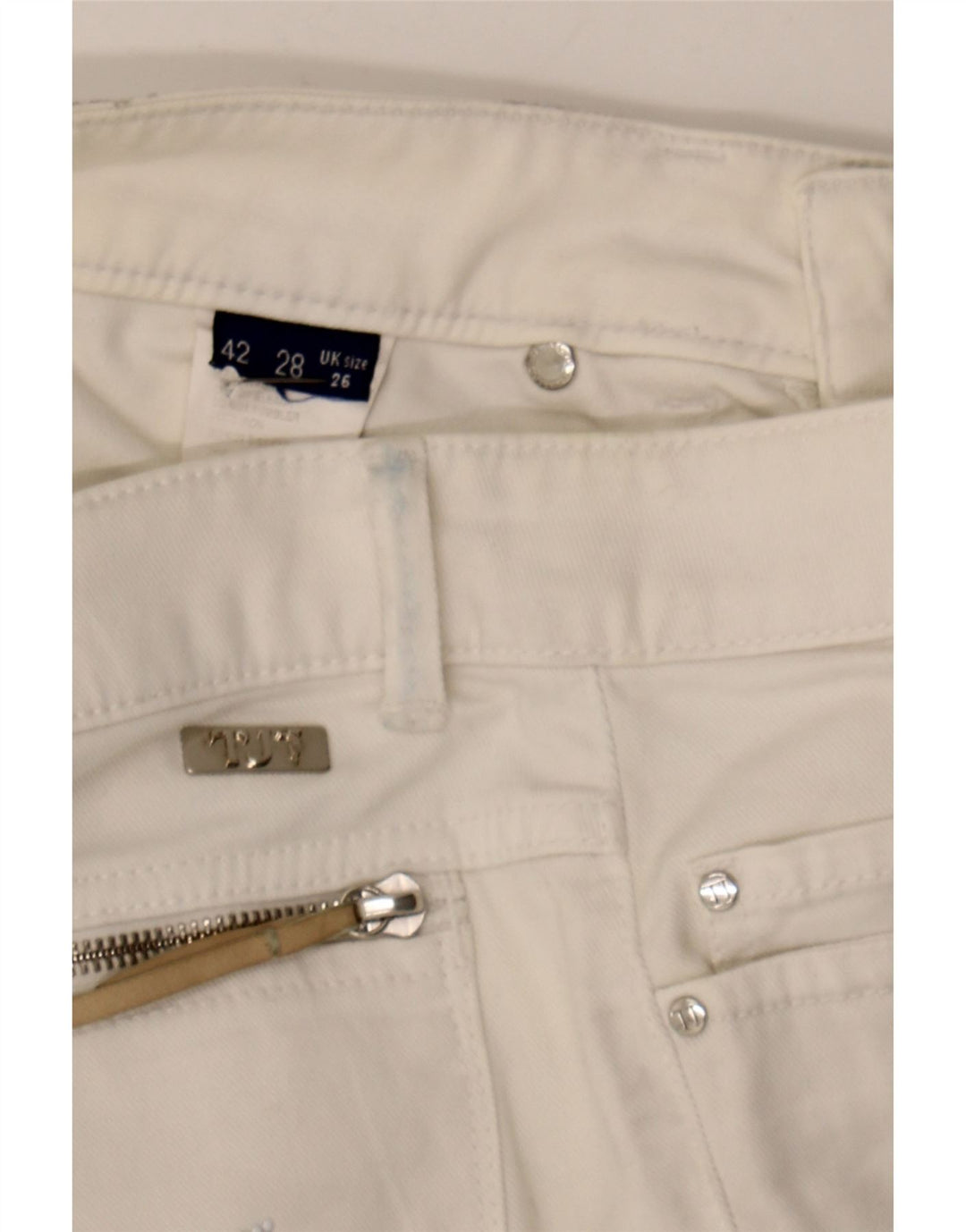 TRUSSARDI Womens Slim Jeans W26 L30 Off White Cotton Vintage Trussardi and Second-Hand Trussardi from Messina Hembry 