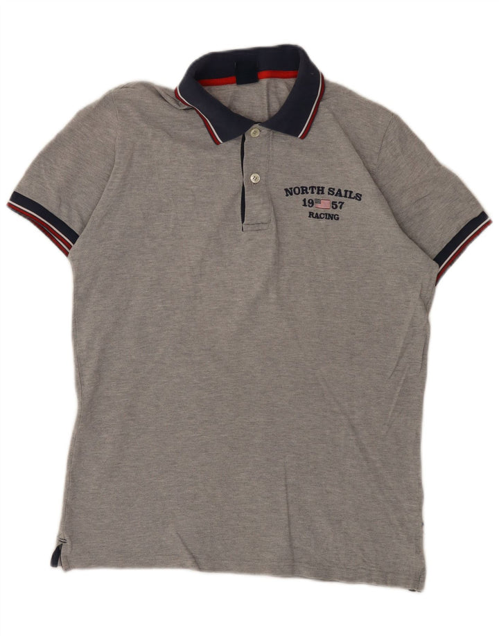 North Sails Herren-Poloshirt mit Grafik, Größe S, Grau meliert