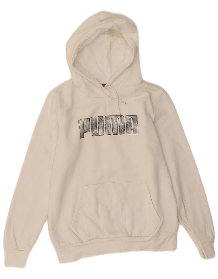 Puma Damen Graphic Hoodie Pullover UK14 Mittelweiße Baumwolle