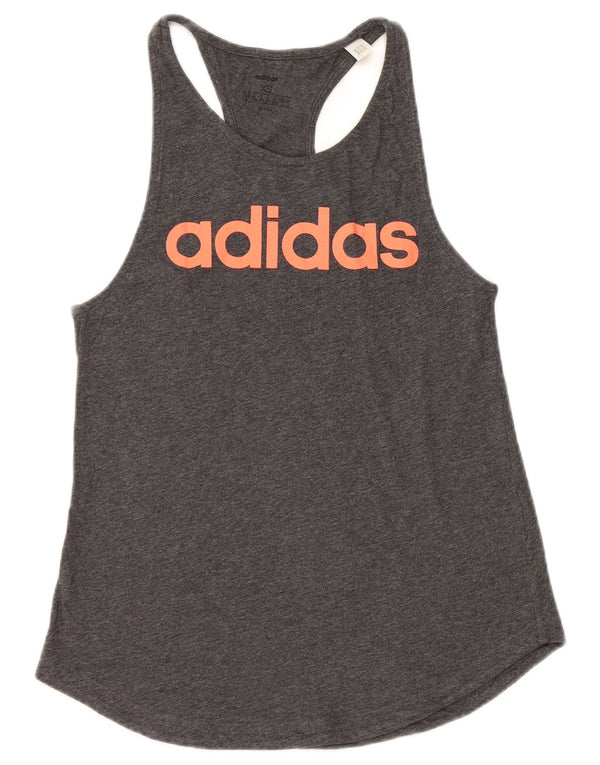 ADIDAS Damen Graphic Vest Top UK 4/6 XS Graue Baumwolle