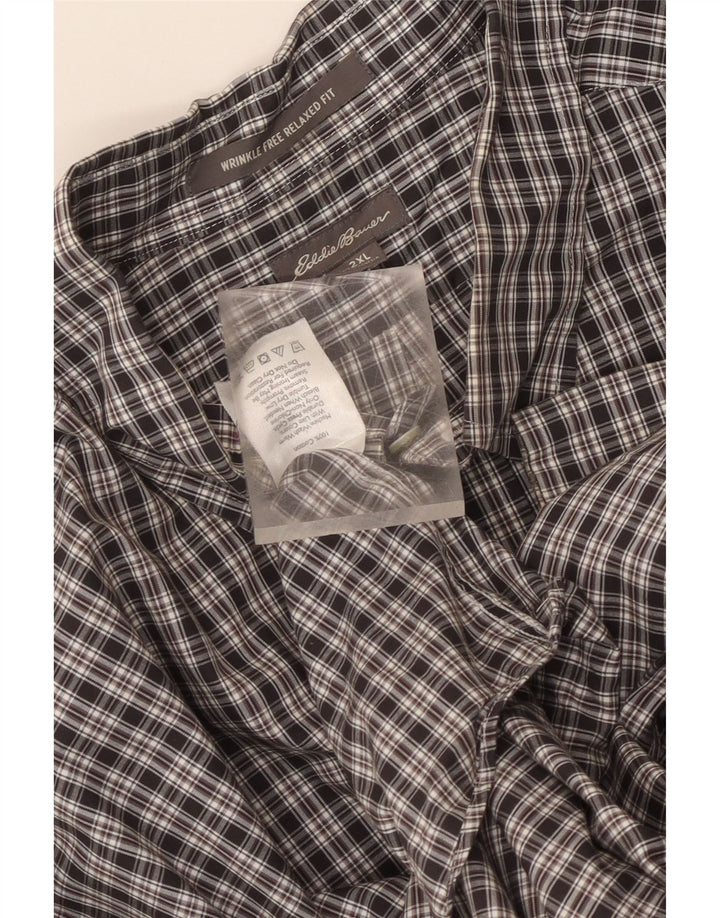 Eddie Bauer Herren-Hemd mit entspannter Passform, 2XL, schwarz kariert, Baumwolle