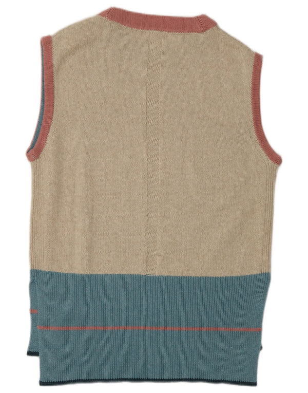 White Stuff Damen-Trägershirt, UK-Gr. 14, mittelbeigefarbenes Colourblock-Nylon