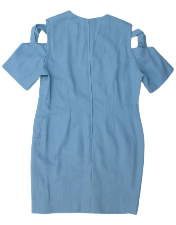 Vintage Damen schulterfreies Etuikleid UK 14 Large Blau