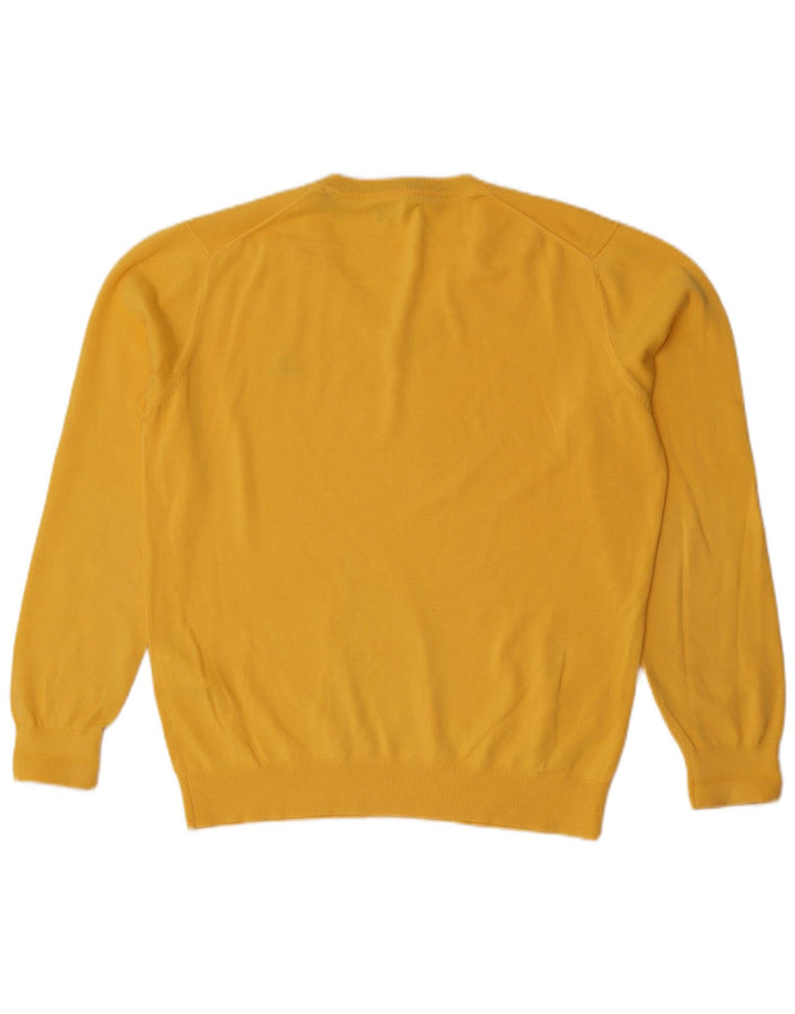 Gant Herren-Pullover mit V-Ausschnitt aus mittelgelber Baumwolle