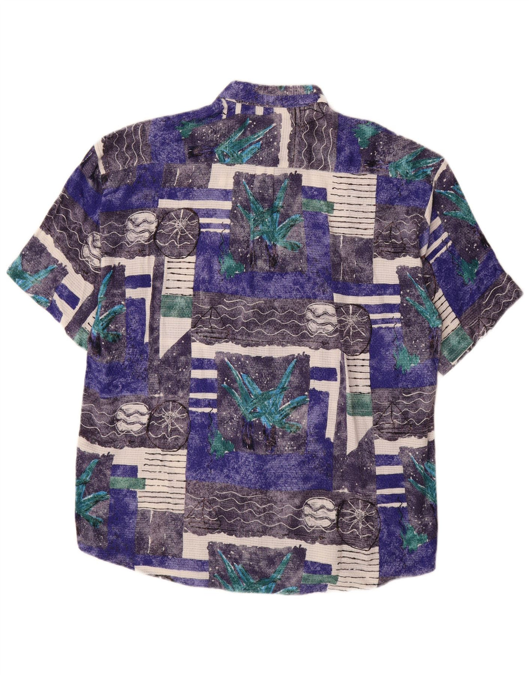 Conte Massimo Herren-Hemd mit abstraktem Muster, kurzärmelig, Größe 43/44 XL, Blau