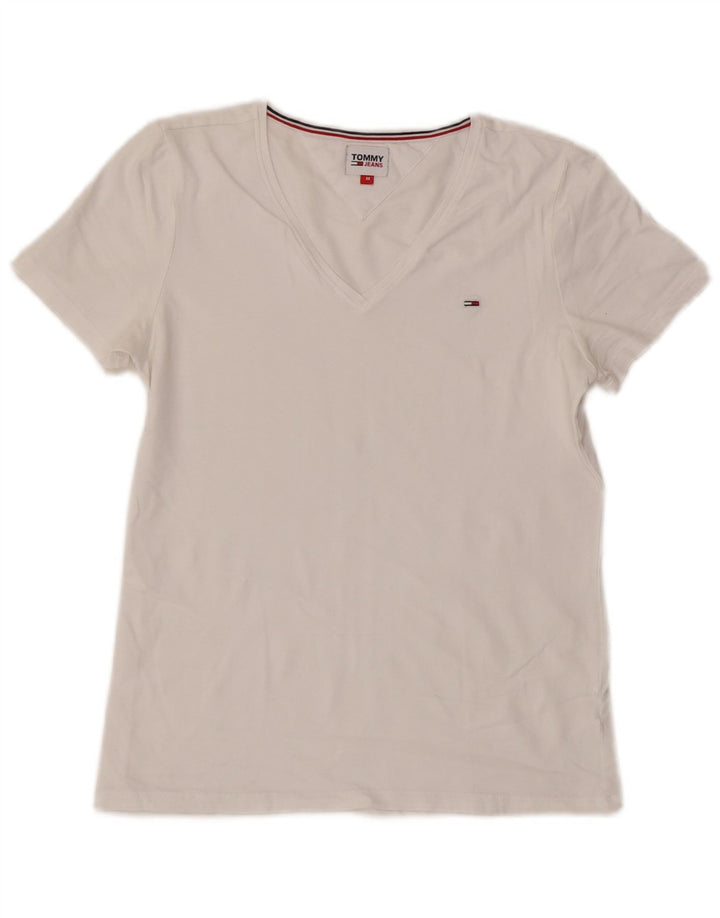 Tommy Hilfiger Damen T-Shirt Top UK 12 Medium Weiß