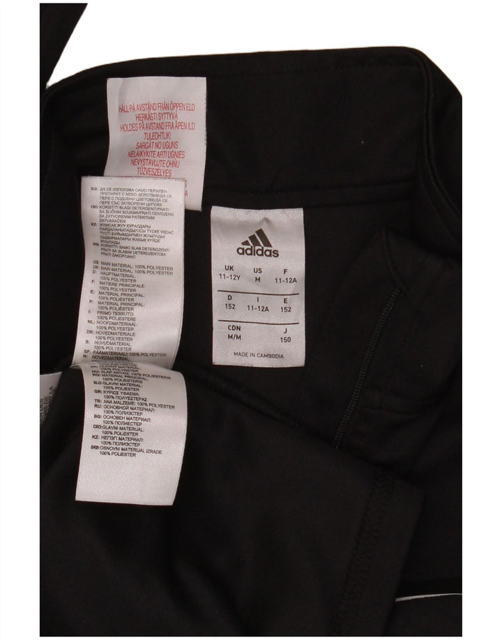 Adidas Jungen Climalite Zip Neck Top Langarm 11-12 Jahre Schwarzes Polyester
