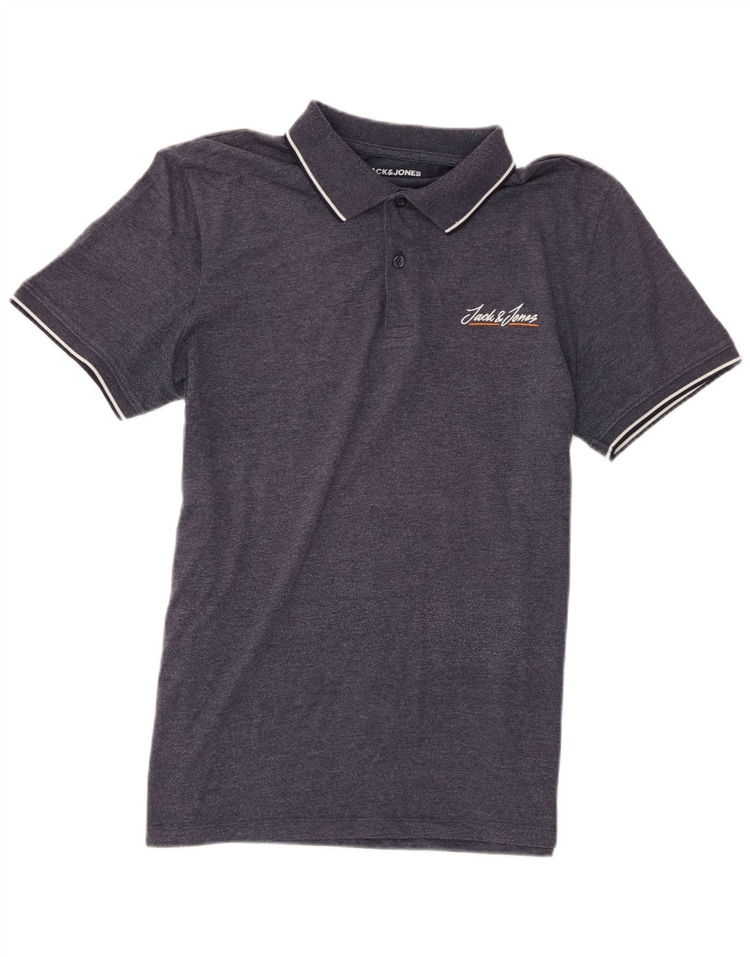 Jack & Jones Herren-Poloshirt aus mittelblauer, melierter Baumwolle