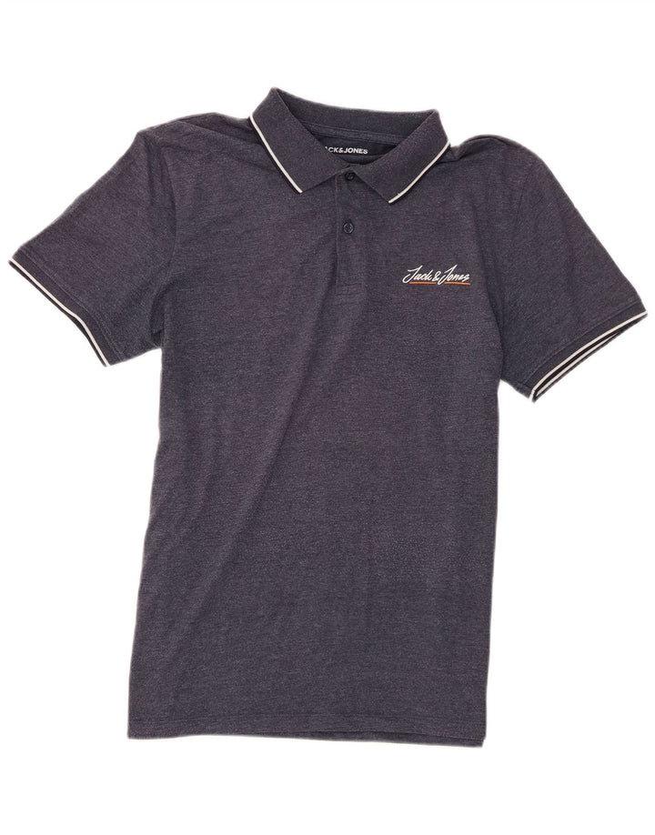 Jack & Jones Herren-Poloshirt aus mittelblauer, melierter Baumwolle