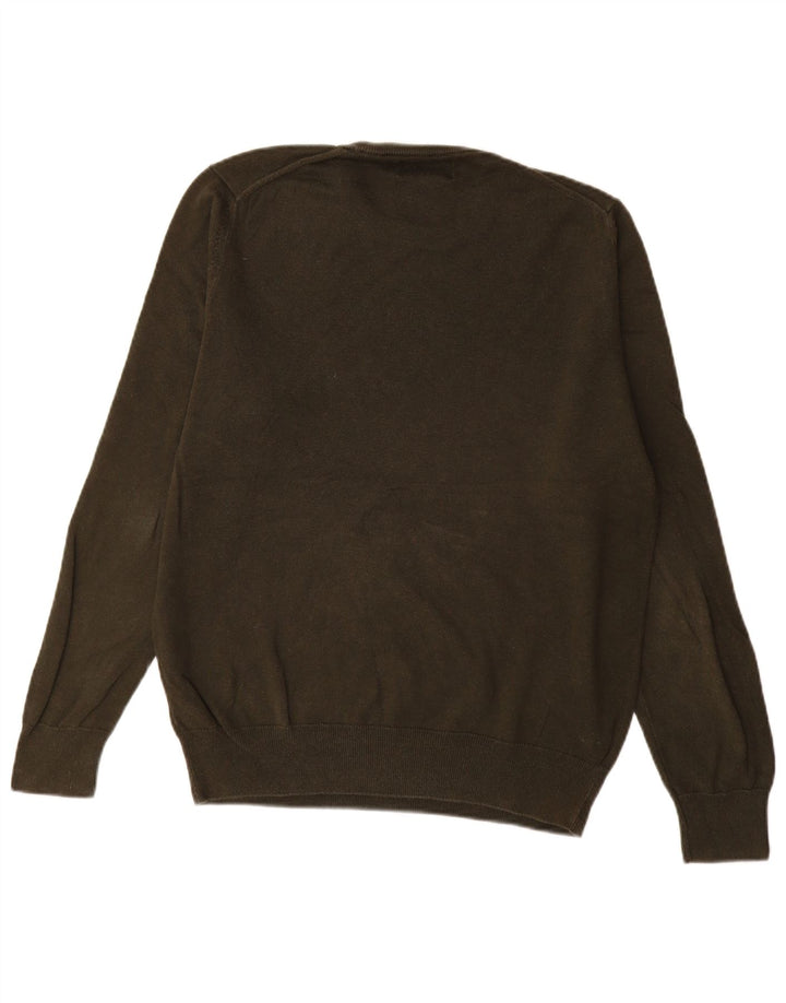 Marks & Spencer Herren-Pullover mit Rundhalsausschnitt, mittlere Khaki-Baumwolle