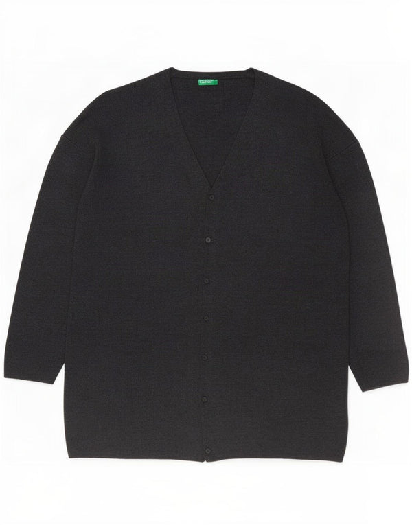 Benetton Damen-Strickjacke in Übergröße, Gr. 40, Größe L, graue Wolle