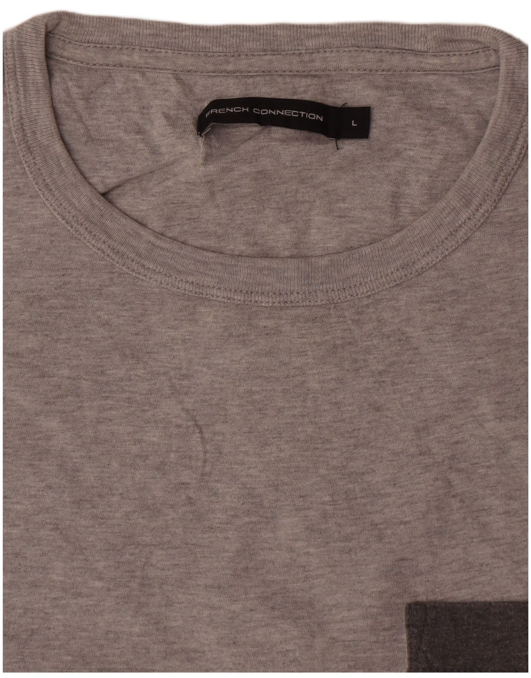 French Connection Herren-T-Shirt-Oberteil, groß, graue Baumwolle