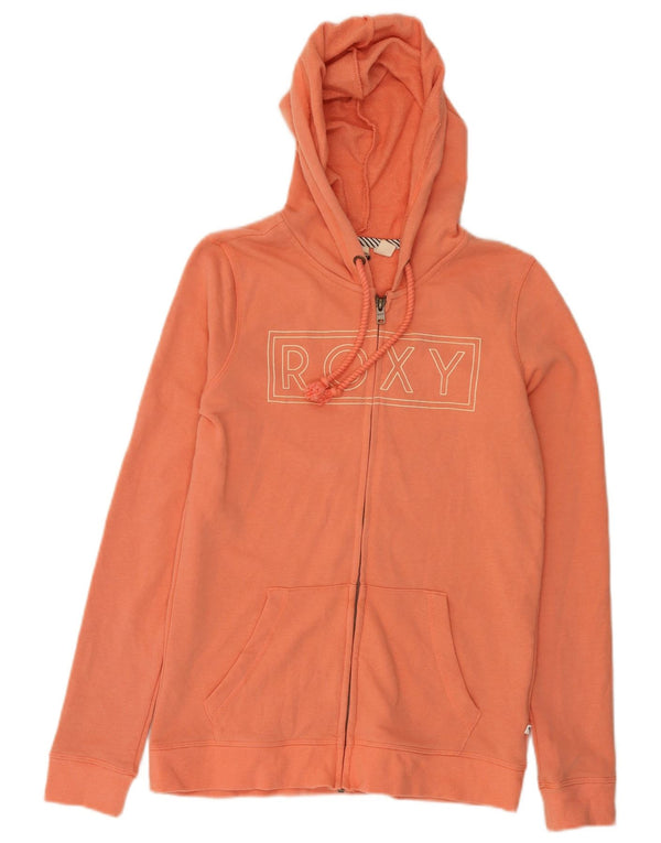 Roxy Womens Graphic Zip Hoodie Sweater UK 10 Small Orange Baumwolle