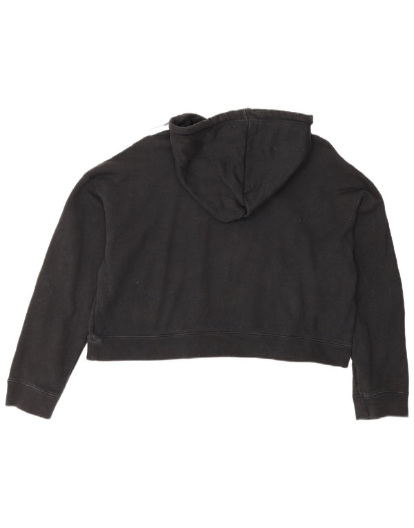 Adidas Damen Übergroßer Kapuzenpullover UK 12 Mittelschwarze Baumwolle