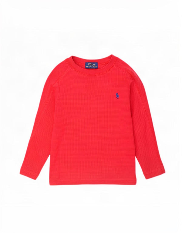 Polo Ralph Lauren Baby-Jungen-Top, langärmelig, 18–24 Monate, rote Baumwolle
