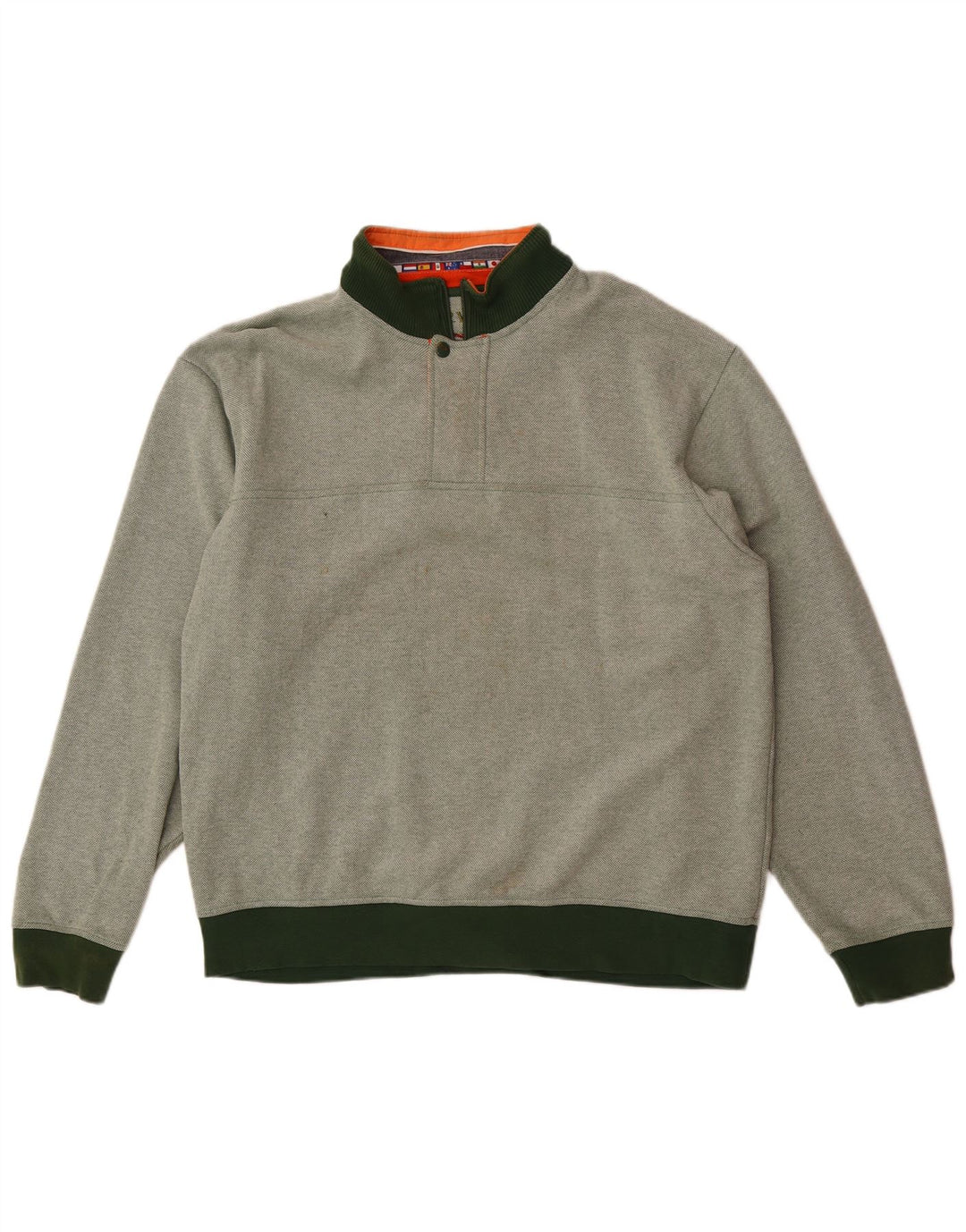Orvis Herren-Sweatshirt mit Reißverschluss am Hals, groß, aus grüner Baumwolle