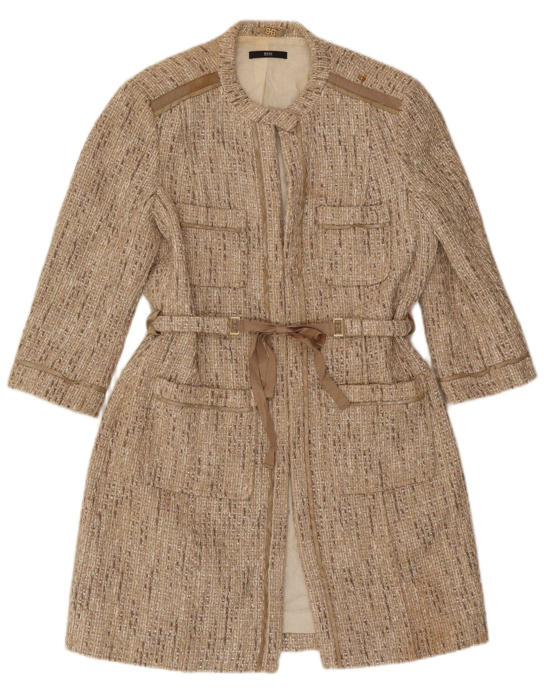 Hugo Boss Damenmantel UK 14 Mittelbeige Baumwolle