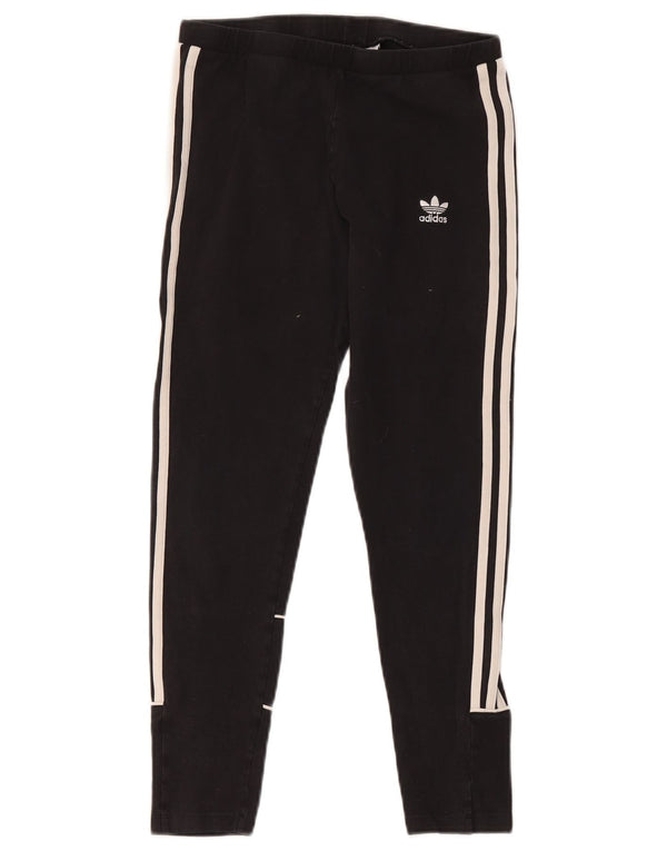 Adidas Damen Crop Leggings UK 12 Mittelschwarze Baumwolle