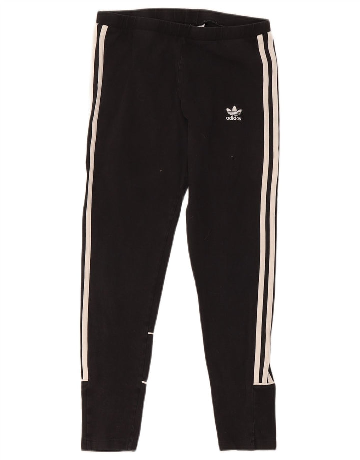 Adidas Damen Crop Leggings UK 12 Mittelschwarze Baumwolle
