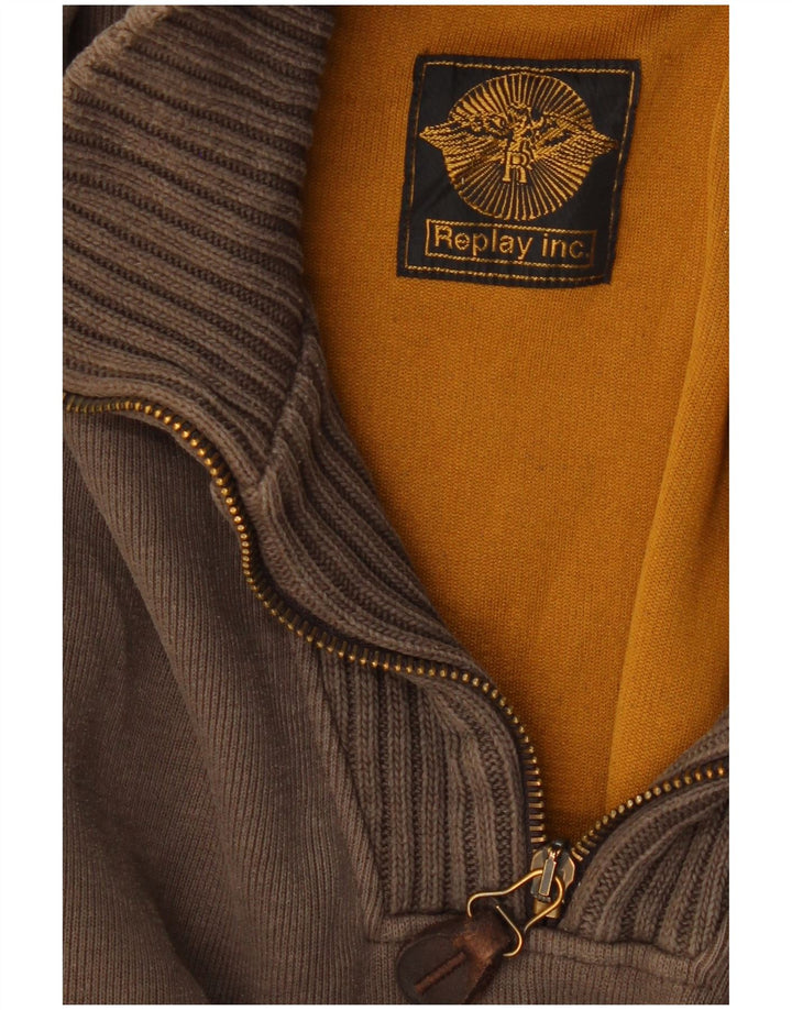 REPLAY Herren-Pullover mit Reißverschluss am Hals, Mittelgrau