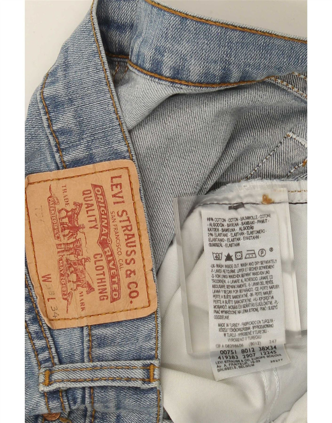 Levi's Herren Straight Jeans W38 L34 Blaue Baumwolle
